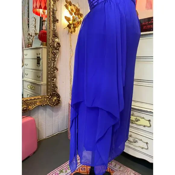 vintage 1980s purple silk dress by wayne clark sheer statement 80s fashion sm 26 - Picture 6 of 11